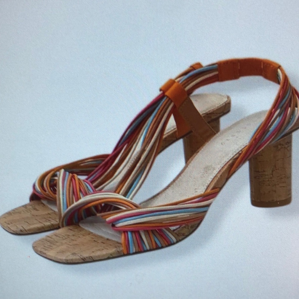Angelic Multicolor Cork Slingback Heels